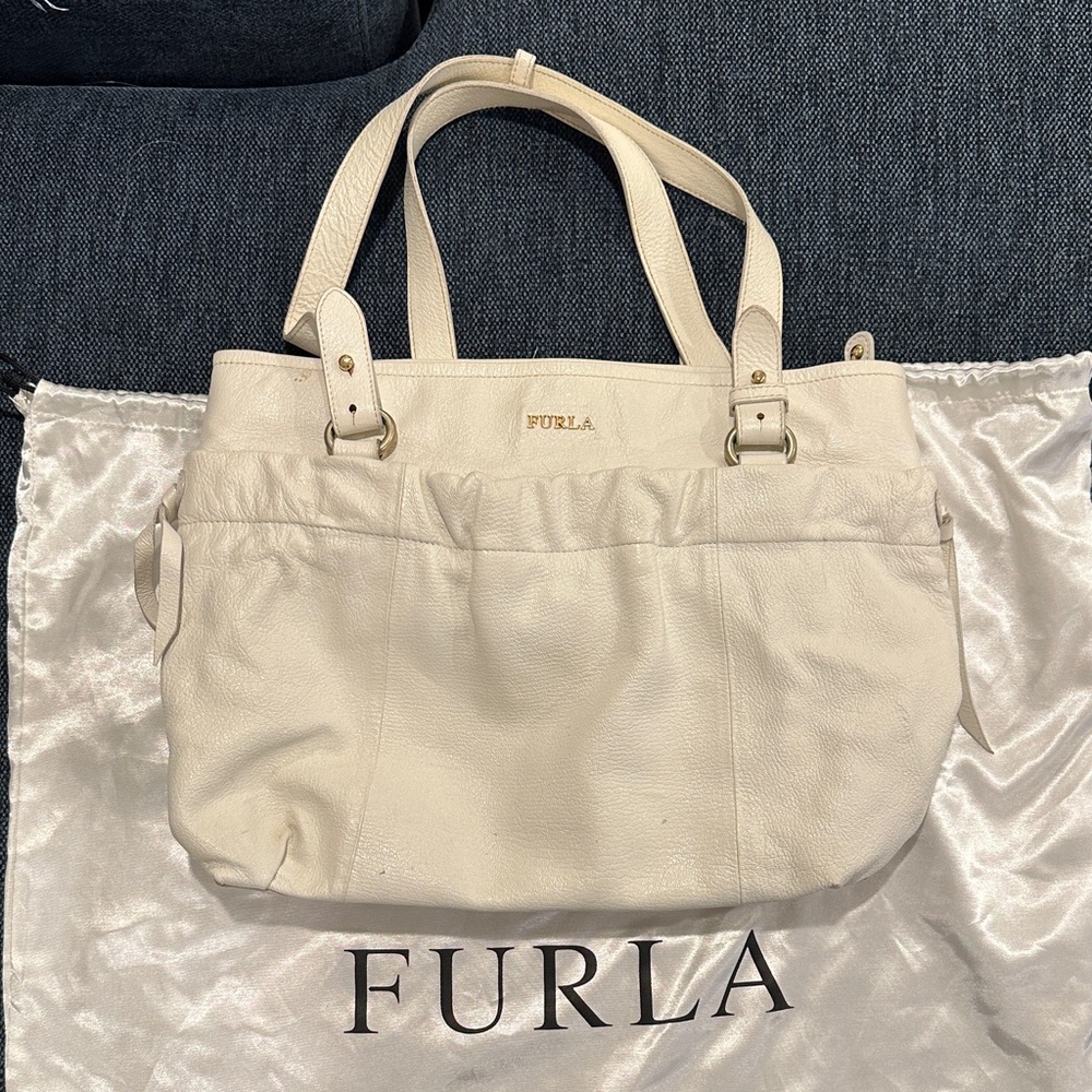 Furla Ivory Leather Tote